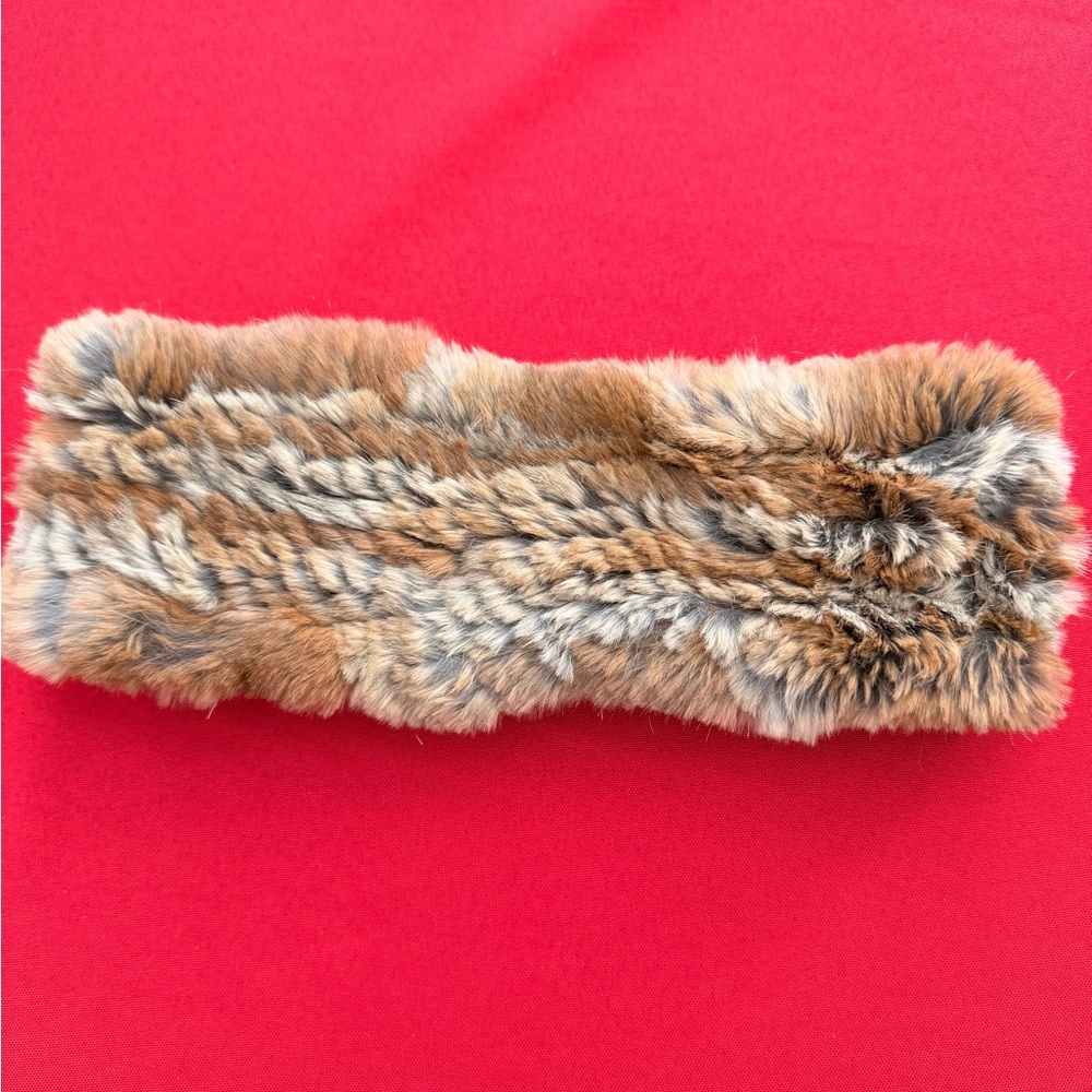 Genuine Rabbit Fur Headband - Brown and Gray